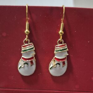 3/$16🎁 Whimsical Snowman Drop Earrings Christmas Dangles Gift for Her